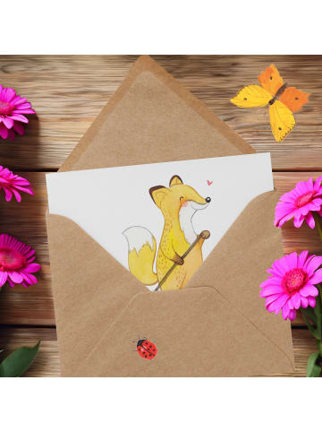 Mr. & Mrs. Panda Grußkarte Fuchs Stand Up Paddling ohne Spruch in Weiß