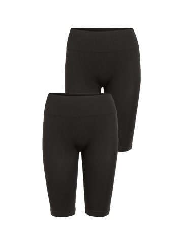 Vila Leggingshorts 2er-Set Figurformend Gerippter Bund in Schwarz-2