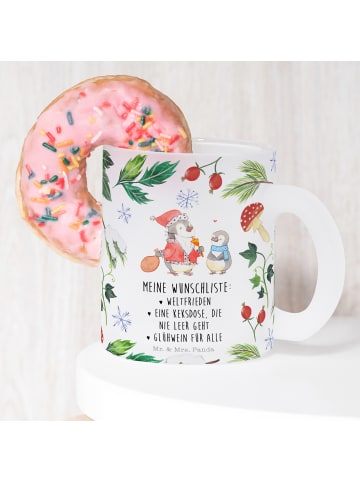Mr. & Mrs. Panda Trinkglas Pinguin Wunschliste mit Spruch in Transparent