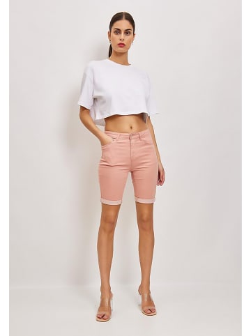 i dodo Capri Jeans Shorts 3/4 Stretch Chino Bermuda Hose in Rosa