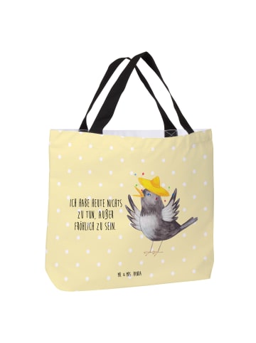 Mr. & Mrs. Panda Strandtasche Rabe Sombrero mit Spruch in Gelb Pastell