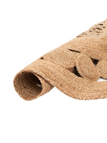 Pergamon Handgefertigt Jute Teppich Pia Rund in Beige