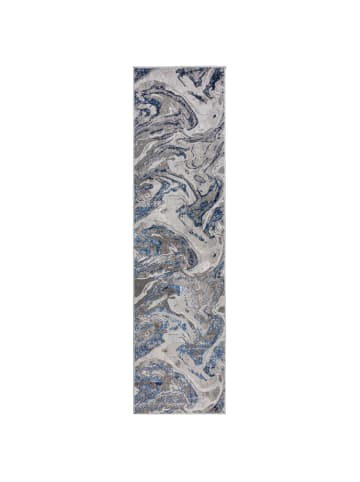KADIMA DESIGN Luxuriöser Wohnzimmer Teppich mit metallischer Marmorierung in Blau-Grau