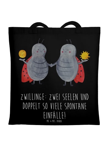 Mr. & Mrs. Panda Tragetasche Zwillinge Abenteuer mit Spruch in Schwarz