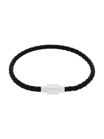Amor Armband Edelstahl, Leder in Schwarz