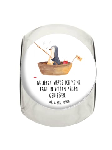 Mr. & Mrs. Panda Bonbonglas Pinguin Angelboot mit Spruch in Weiß