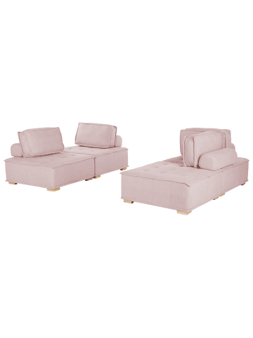 Beliani 4-tlg Modulsofa TIBRO in Rosa/Braun