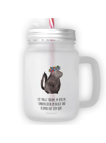Mr. & Mrs. Panda Trinkglas Mason Jar Stinktier  mit Spruch in Transparent