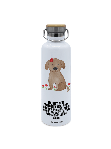 Mr. & Mrs. Panda Wasserflasche Hund Dame mit Spruch in Weiß