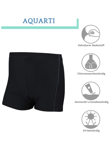 Aquarti Jungen Badehose Gestreift mit Motiven in schwarz/grau