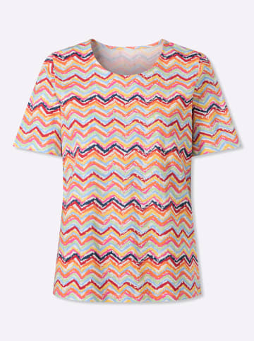 Sieh an! Kurzarm-Shirt in rot-himmelblau-bedruckt