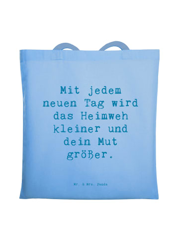 Mr. & Mrs. Panda Canvas Tasche Spruch Heimweh überwinden Mut mit... in Sky Blue