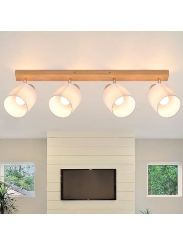 ZMH Deckenleuchte in Beige 4-flammige E14 Modern Holz Deckenspot MAX.25W