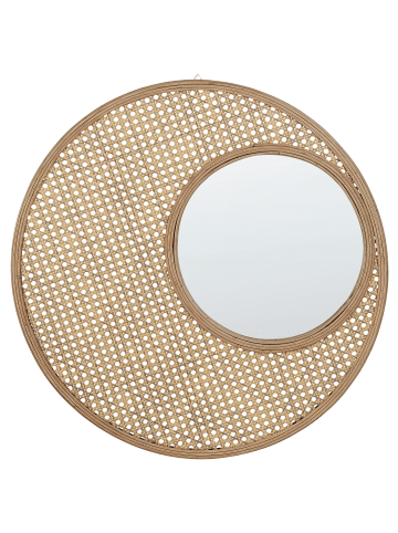 Beliani Dekospiegel PALAU in Braun - (W) 60 x (H) 60 x (L) 2 cm