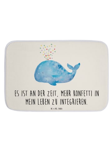 Mr. & Mrs. Panda Duschvorleger Wal Konfetti mit Spruch in Weiß