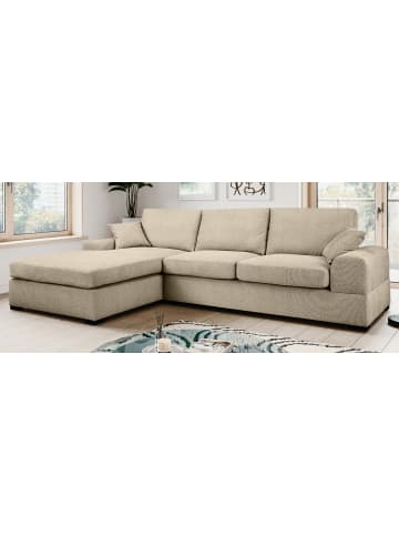 Inn.Furn Sofa beige Strukturstoff 308 cm, Ecksofa 5-Sitzer, L-Sofa Ottomane links