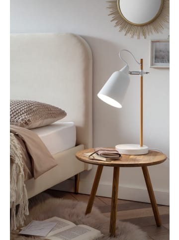 SalesFever Tischleuchte im skandinavischen Design aus Metall und Holz in Weiß