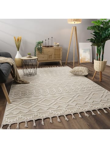 KADIMA DESIGN Teppich Kurzflor Natur Wohnzimmer in Creme