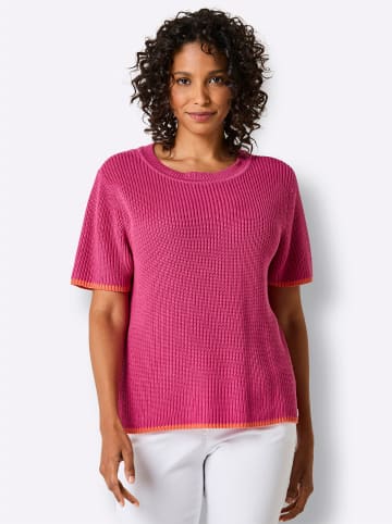 creation L Lyocell-Baumwoll-Pullover in fuchsia