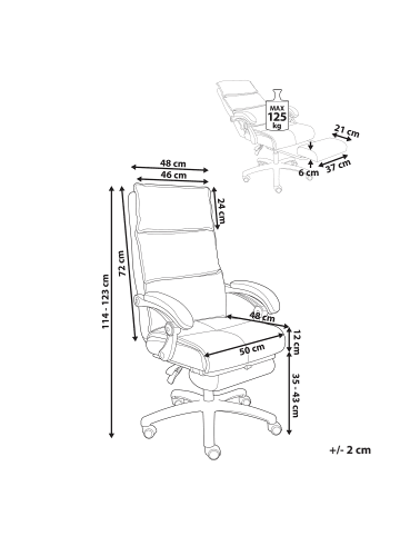 Beliani Bürostuhl EATON in Grau/Schwarz - (W) 50 x (H) 114 x (L) 66 cm