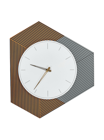 Beliani Wanduhr SAILON in Weiß/Orange/Grau - (W) 52 x (H) 60 x (L) 1 cm