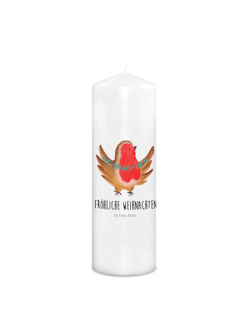 Mr. & Mrs. Panda Kerze Rotkehlchen Weihnachten mit Spruch in Weiß