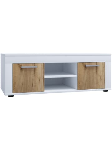 VCM  Holz TV Lowboard Möbel Fernsehschrank Usilo L in Weiß / Honig-Eiche