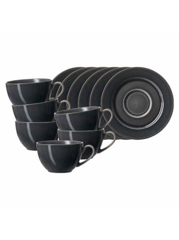 Ritzenhoff & Breker 6er Set Kaffeetassen mit Untertassen Toledo 220 ml in dunkelgrau