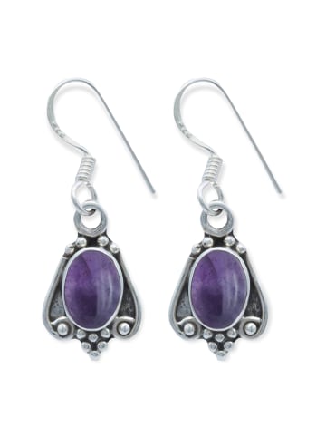 mantraroma 925er Silber - Ohrringe (L) 10 x (B) 26 mm mit Amethyst