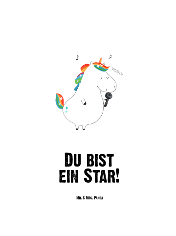 Mr. & Mrs. Panda Trinkflasche Einhorn Sänger mit Spruch in Weiß