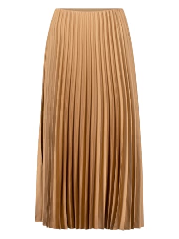 Zero  Satin-Rock Midi mit Plisseefalten in Tigers Eye