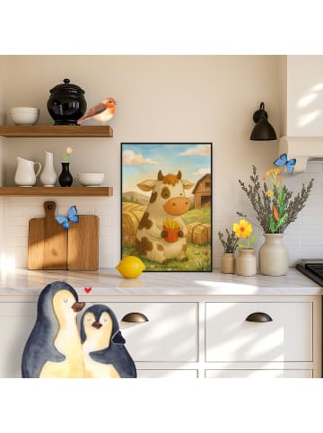 Mr. & Mrs. Panda Poster Kuh  Pommes Design ohne Spruch in Weiß