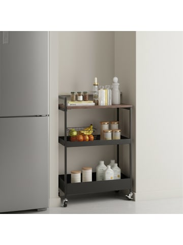 relaxdays Nischenwagen in Braun/ Schwarz - (B)20 x (H)70 x (T)50 cm