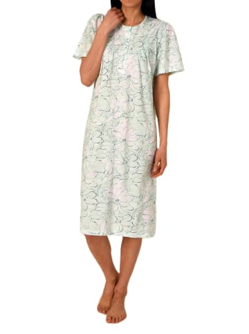 NORMANN kurzarm Nachthemd Design Knopfleiste am Hals - 85466 in helltürkis