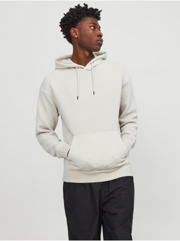 Jack & Jones Struktur Hoodie Kapuzen Pullover JCOBLACK in Creme