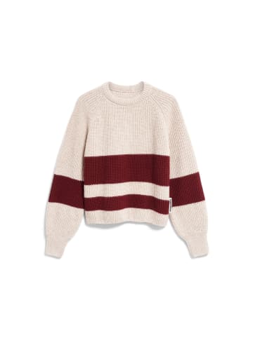 armedangels Strickpullover Rib Striped in beige bordeaux - 0001