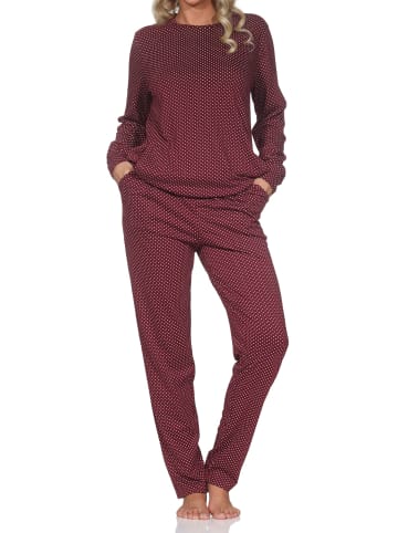 NORMANN Langarm Schlafanzug Pyjama Bündchen Tupfen Optik in Allover2