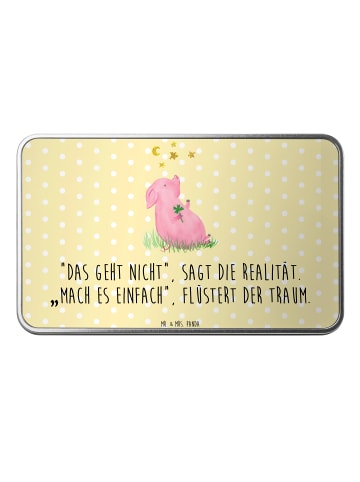 Mr. & Mrs. Panda Dose Schwein Glück mit Spruch in Gelb Pastell