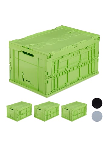 relaxdays 4x Klappbox in Grün - (B)58,5 x (H)32,5 x (T)39,5 cm