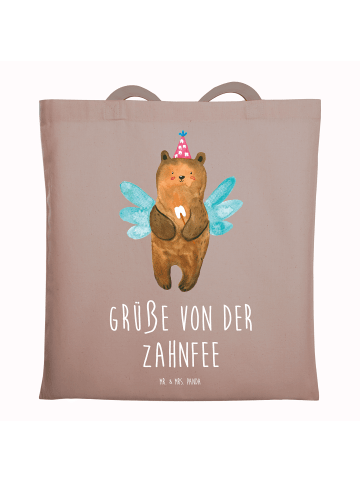 Mr. & Mrs. Panda Tragetasche Bär Zahnfee mit Spruch in Braun Pastell