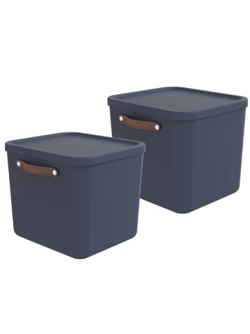 Rotho 2er-Set Aufbewahrungskiste 40l in Midnight blau