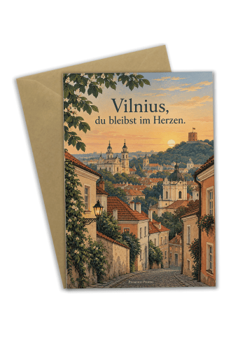 Grußkarte Altstadt stimmungsvoll Design mit Spruch in Weiß