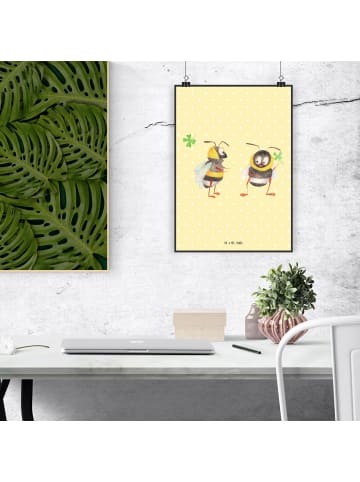 Mr. & Mrs. Panda Bild Hummeln Kleeblatt ohne Spruch in Gelb Pastell