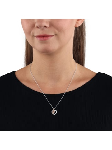 Amor Kette mit Anhänger Silber 925, rhodiniert+rosévergoldet in Bicolor