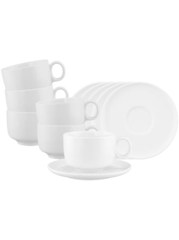 Seltmann Weiden 6er Set Milchkaffeetassen mit Untertassen Sento Home in Weiß 350 ml in weiß