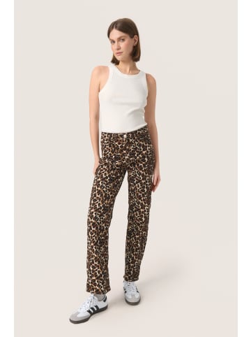 Soaked in Luxury Jeans SLTessie Gerade Passform in Beige Leopard