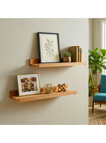 relaxdays Wandregal in Natur - (B)60 x (H)5 x (T)15 cm