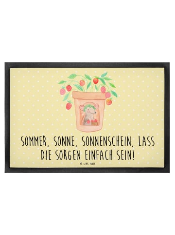 Mr. & Mrs. Panda Fußmatte Sommerfreude mit Spruch in Gelb Pastell