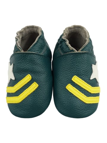 Yalion Leder-Krabbelschuhe "Sterne" in Grün