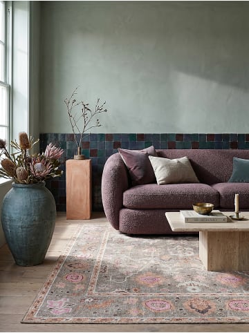 KADIMA DESIGN Waschbarer Teppich Floral Muster, Orientalisch, Wohnzimmer in Multicolor-Rosa